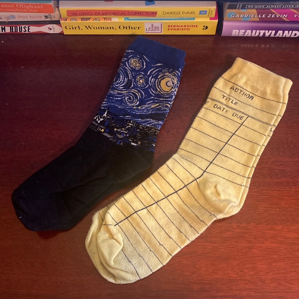 Starry Night and Library Card Socks
